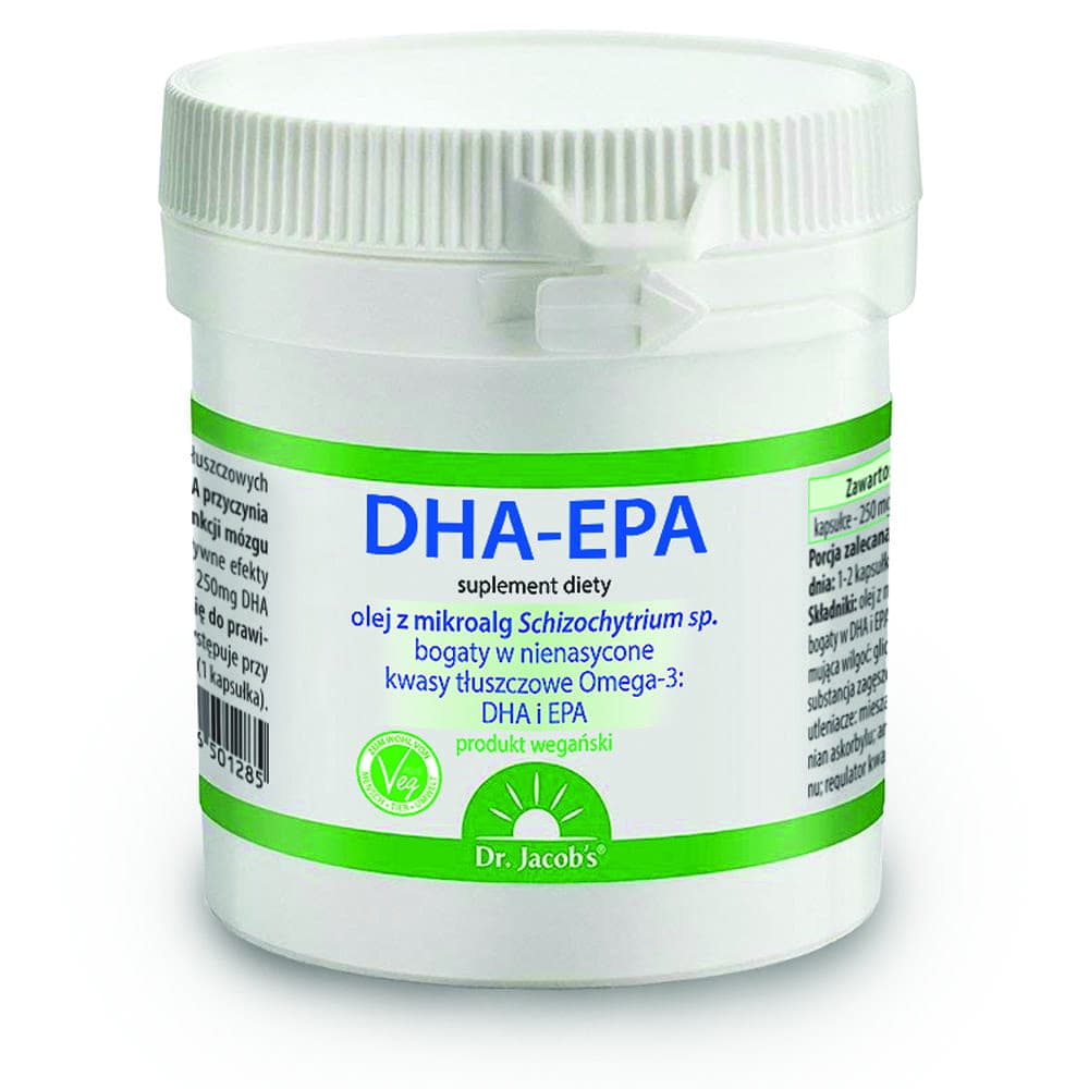 Dr. Jacob's DHA EPA 60 capsule con olio di alghe – Dr. Jacob's confezione