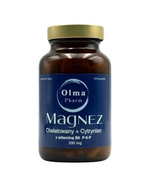 Olma Pharm - Magnesi Chelated + Citrate med Vitamin B6 P-5-P - 100 kapsler – Olma Pharm packaging