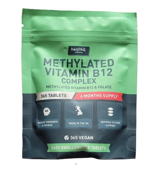 Health&Wellbeing - Methylated Vitamin B12 Complex - 365 tabs – Health&Wellbeing förpackning