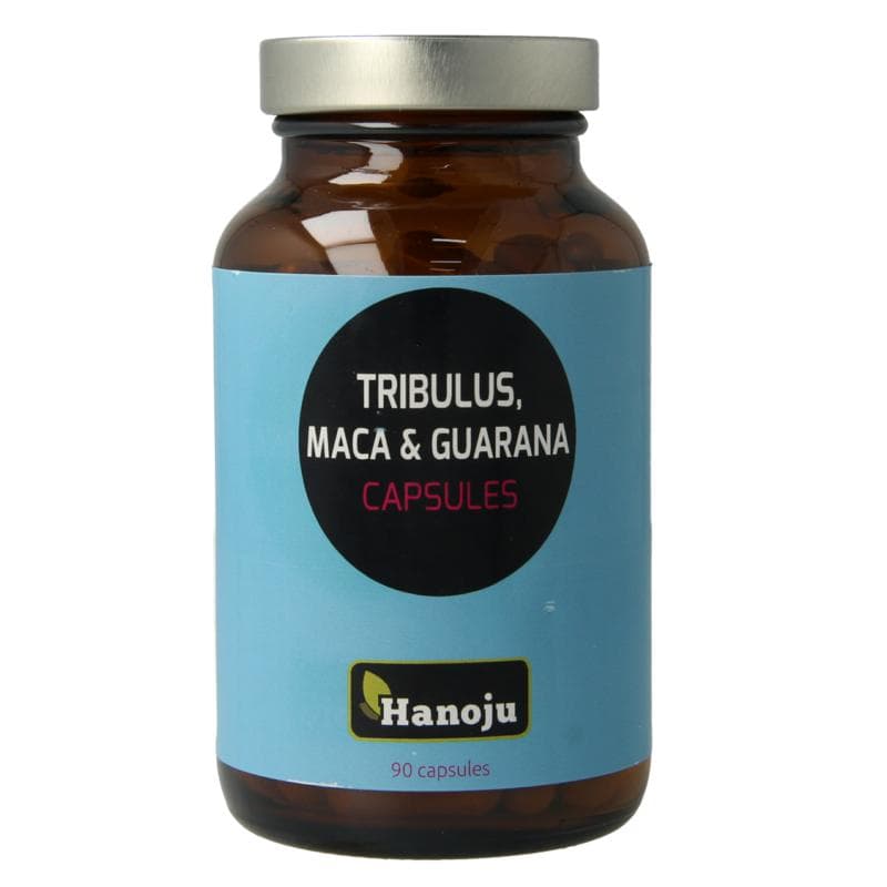 Hanoju - Tribulus, maca og guarana - 500 mg, 90 kapsler – emballage
