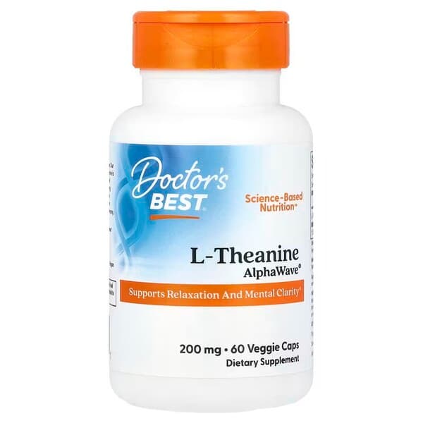 Doctor's Best - L-Theanine Alphawave 200 mg - 60 vegetabiliska kapslar