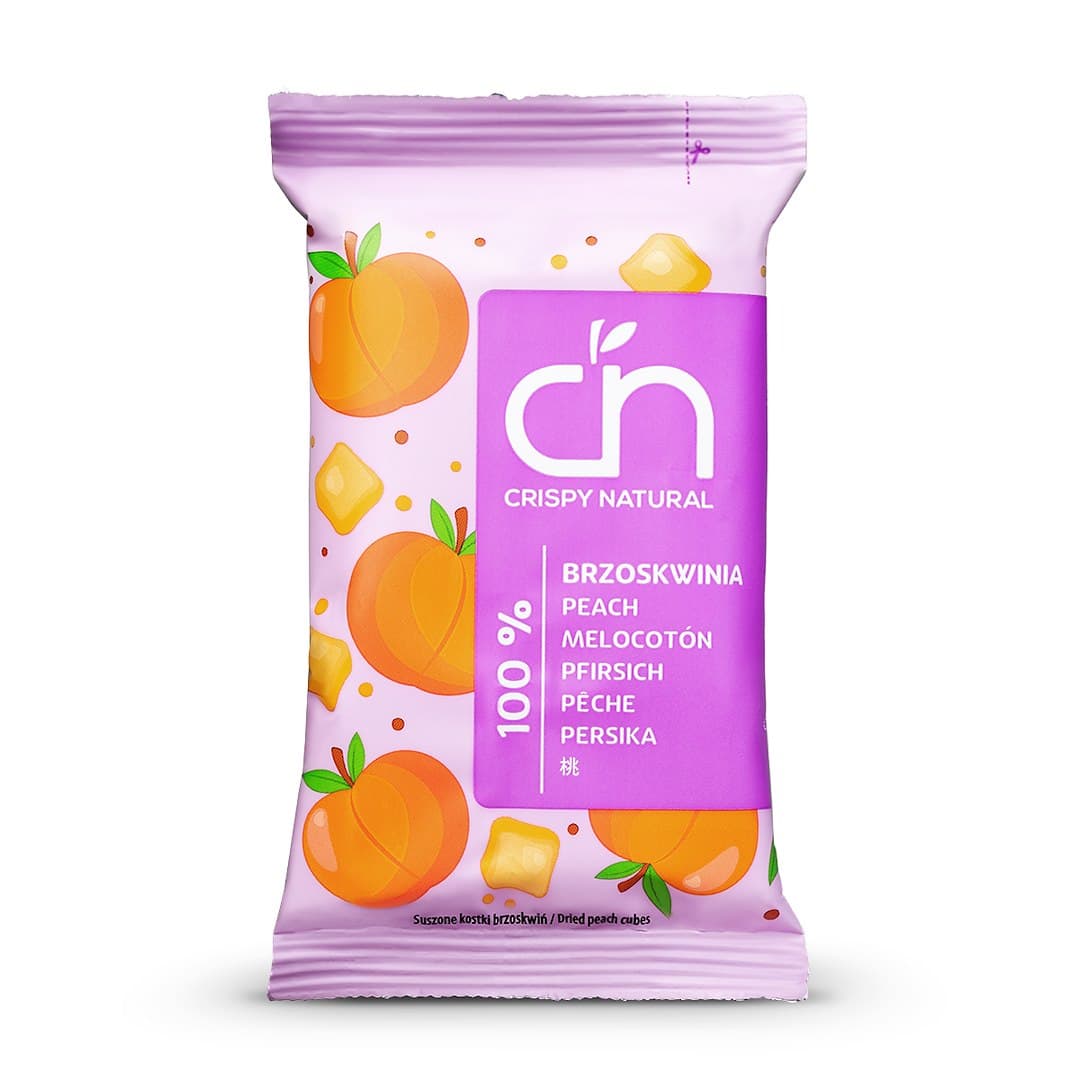 Crispy Natural Dried Peach Chips 12 g – Crispy Natural packaging