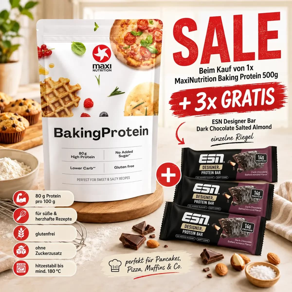 Maxi Nutrition - Bakprotein - 500 g – Maxi Nutrition förpackning