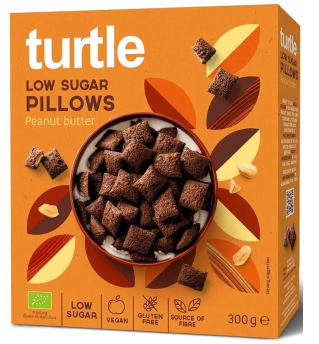 Turtle Poduszki Zbożowe with organic peanut butter 300 g | Bio Planet – Turtle packaging