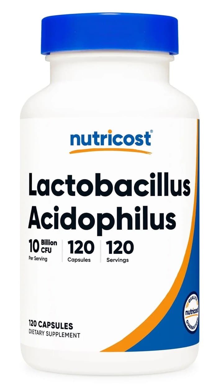 Nutricost - Lactobacillus acidofilus - 120 kapsułek – Nutricost opakowanie