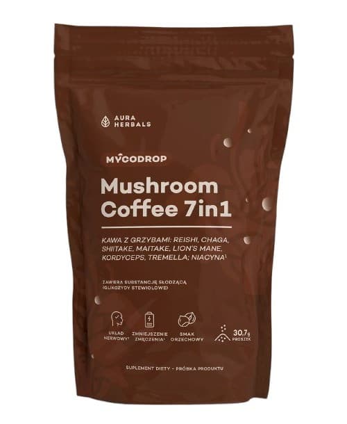 Aura Herbals - Mycodrop Mushroom Coffee 7In1 – Aura Herbals förpackning