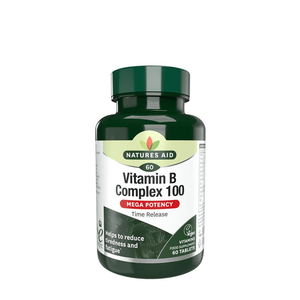 Natures Aid Vitamin B Complex 100 Mega Potency Time Release - 60 tabletter – Nature's Aid packaging