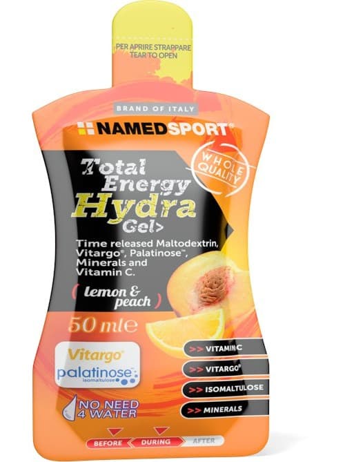 Namedsport Total Energy Hydra Gel 50 ml, brzoskwinia & cytryna – Named Sport opakowanie