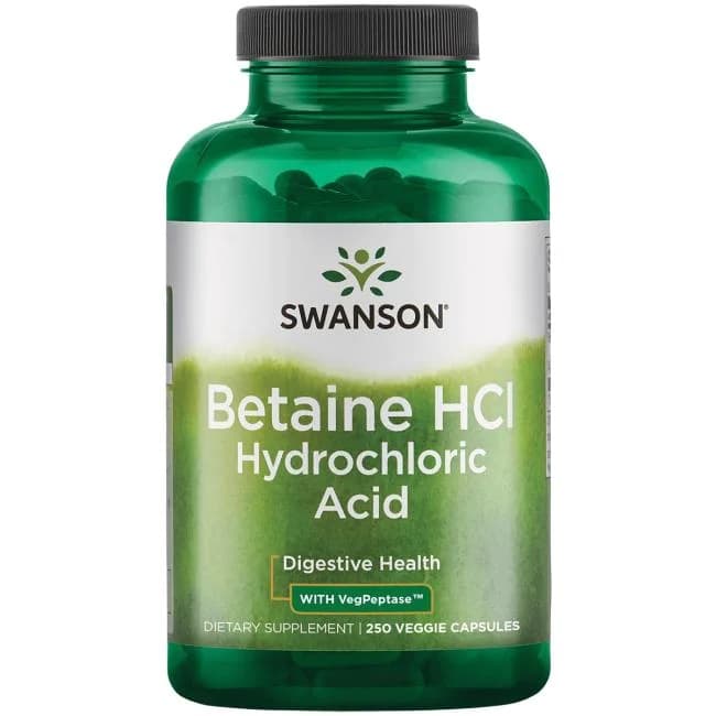Swanson Betaine HCL Hydrochloric Acid 325 mg - 250 VegCaps – Swanson packaging