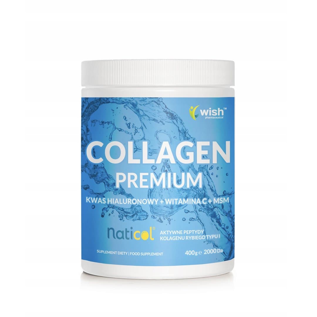 Wish - Colágeno Premium + Ácido Hialurónico + Vitamina C + MSM 400g – Wish empaque