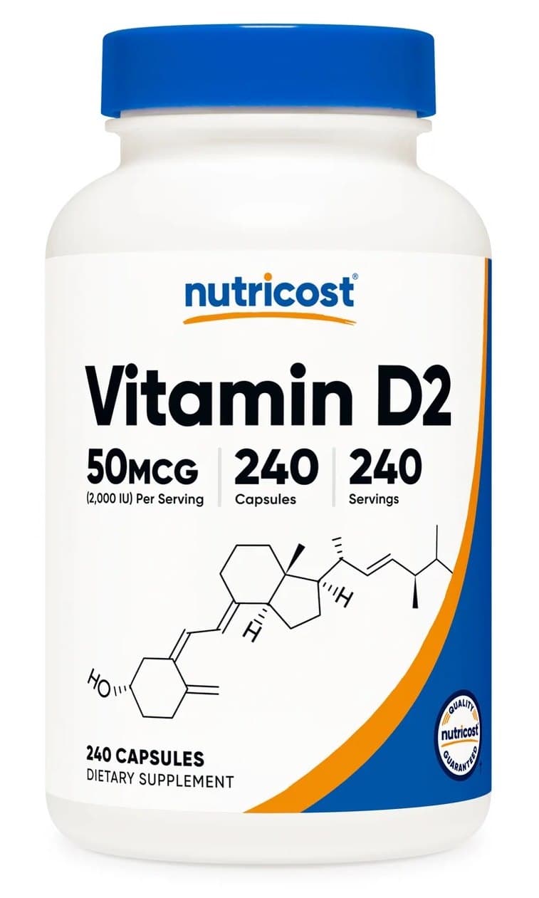 Nutricost - Witamina D2 50 mcg - 240 Kapsułek – Nutricost opakowanie