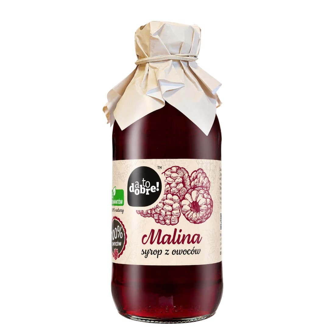 ATODOBRE! - Hindbærsirup - 66 % saft, 330 ml – emballage