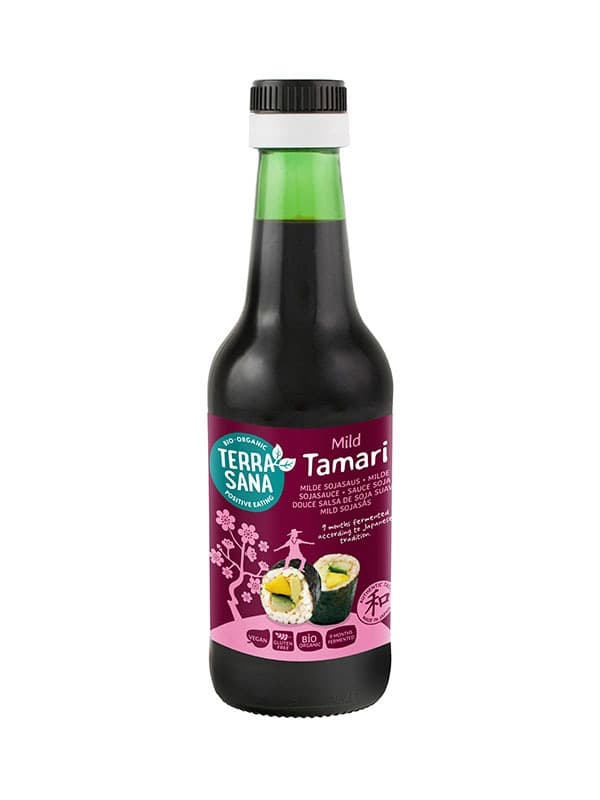 Terrasana Mild Tamari Soy Sauce Gluten-Free Organic 250ml | Bio Planet – Terra Sana packaging