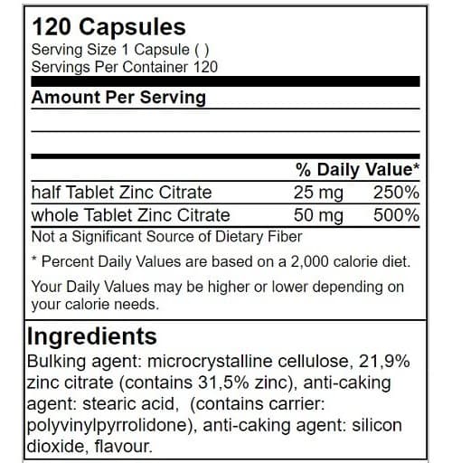Genetic Nutrition - Zinkcitrat - 120 Tabletten – Verpackung