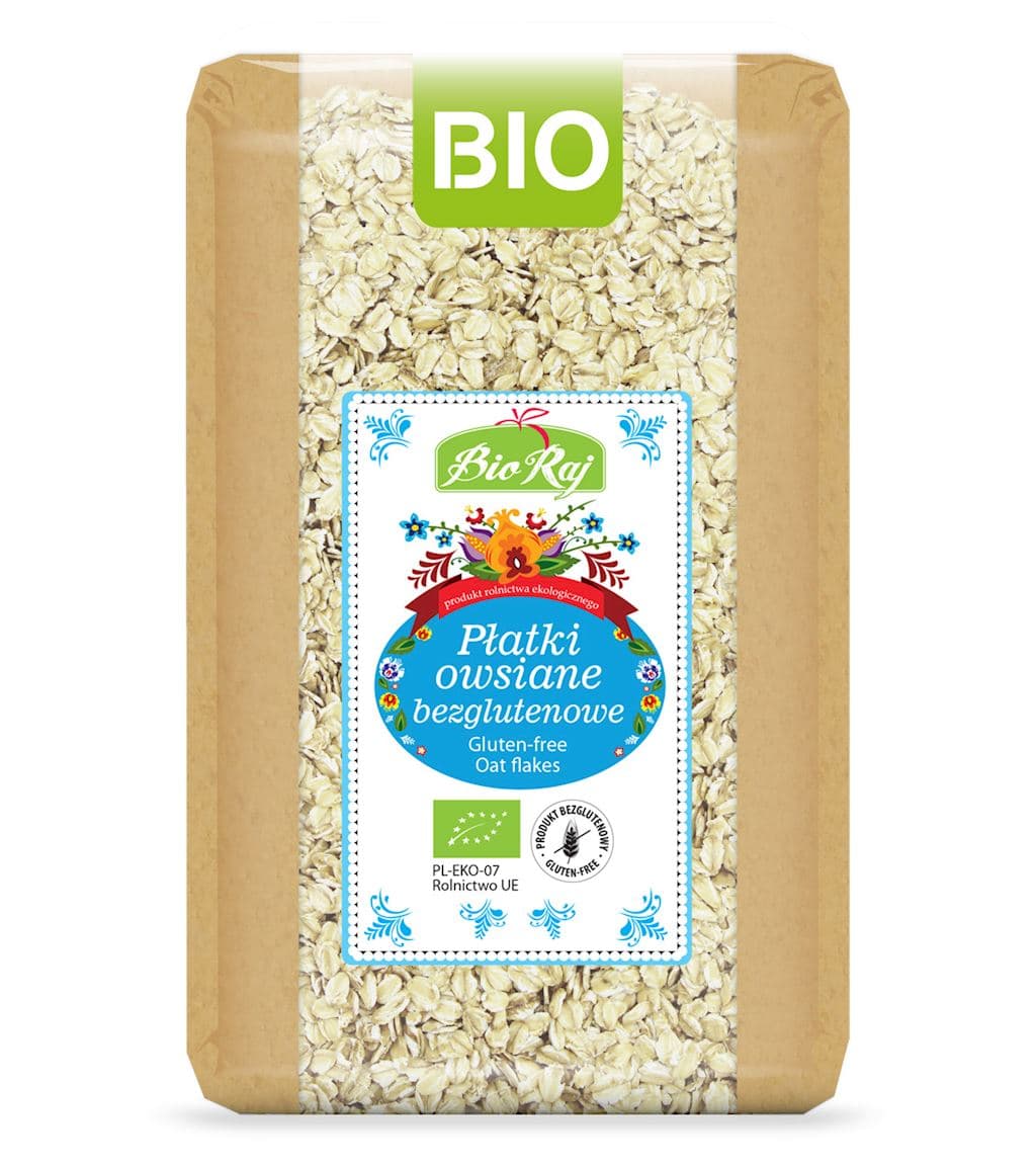 Bio Raj - Gluten-Free Oat Flakes - 1 kg – Bio Raj förpackning