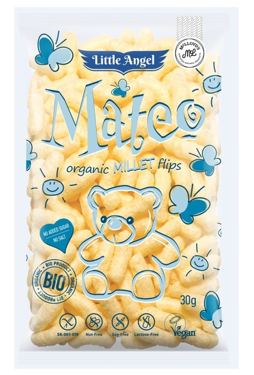 Little Angel - Mateo Organic Millet Flips - 30g – Little Angel förpackning