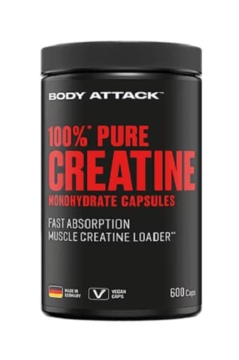 Body Attack - 100 % rent kreatinmonohydrat - 600 kapslar – Body Attack förpackning