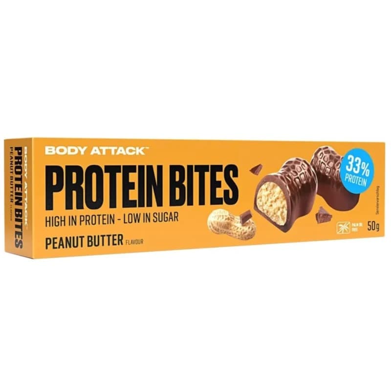 Body Attack - Protein-Häppchen - Erdnussbutter, 50 g – Body Attack Verpackung