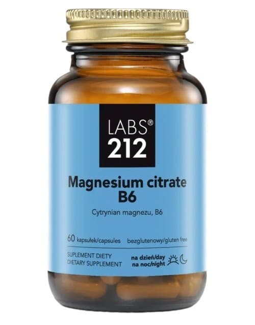 LABS 212 - Magnesium Citrate + Vitamin B6 - 60 Capsules – LABS 212 förpackning