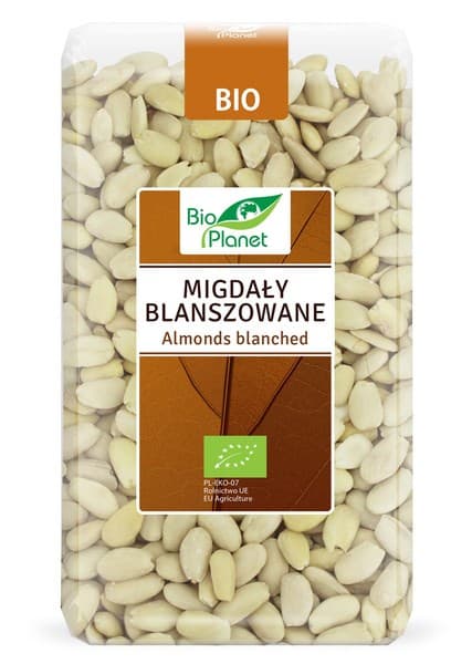 Bio Planet - Almonds Blanched - 1 kg – Bio Planet förpackning