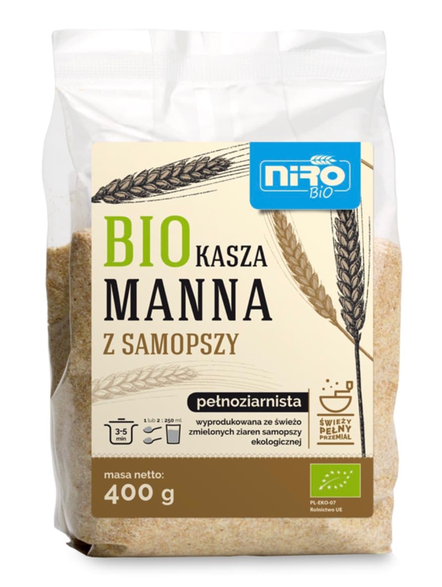 Niro Bio - Niro Kasza Manna Z Samopszy BIO 400 g – Niro Bio förpackning