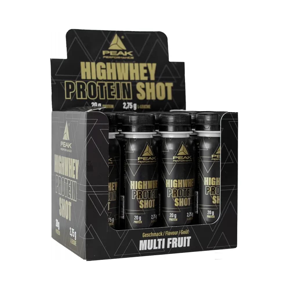 Peak - HighWhey Protein Shot (12x100ml) - Multi Fruit – Peak förpackning