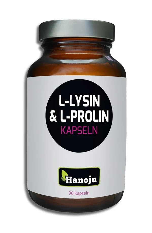 Hanoju - L-lysin og L-prolin - 480 mg, 90 kapsler – emballage