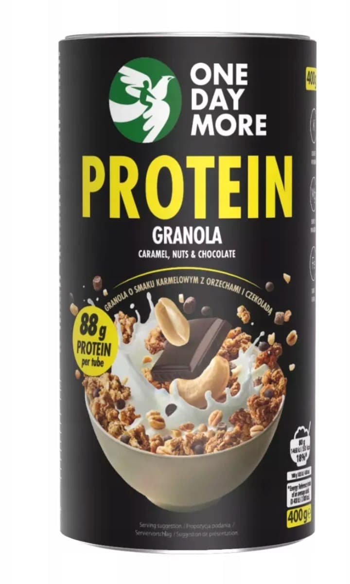 ONEDAYMORE Granola Proteinowa Karamel 400g – One Day More packaging