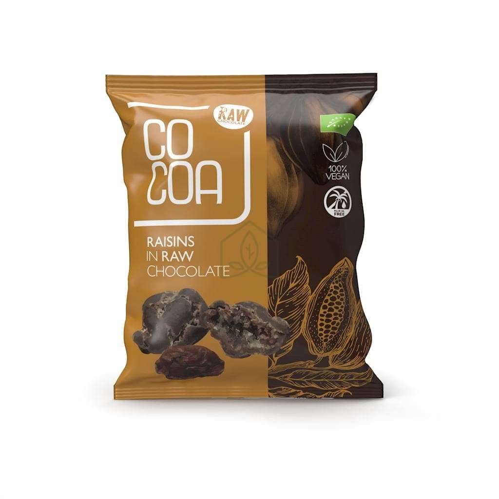 Bio Planet - Chocolate Organic, Raisins in Raw - 70g – Bio Planet förpackning