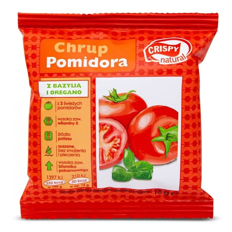 Crispy Natural - Chrup Pomidora (Tomato Chips) - 15g – Crispy Natural förpackning