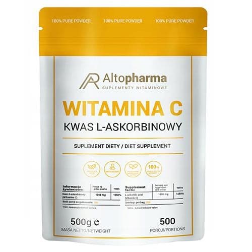 Altopharma Kwas L-askorbinowy Vitamin C 1000 mg Pulver 500 g – Altopharma Verpackung