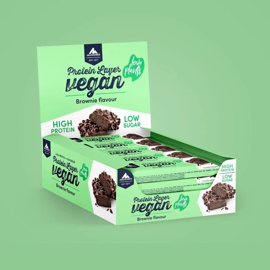 Multipower - Vegansk proteinbar i lager - Brownie, 15 × 55 g – Multipower förpackning