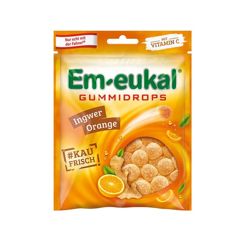 Gumowe żelki imbirowo-pomarańczowe 90g – Em-eukal opakowanie