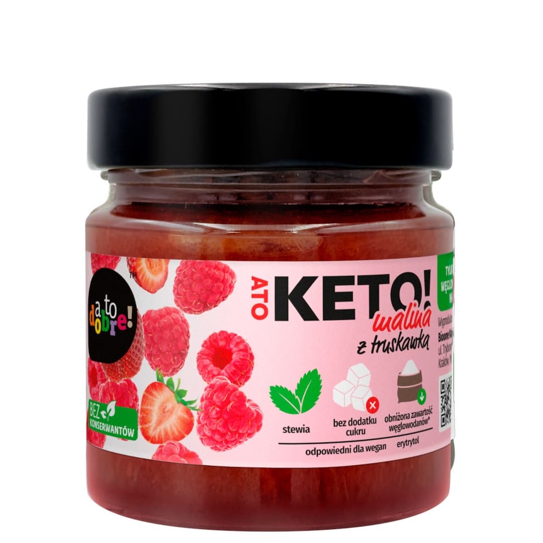ATODOBRE! - KETO-marmelade med hindbær og jordbær - 200 g – emballage