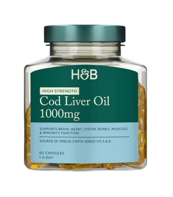 Holland & Barrett - High Strength Cod Liver Oil 1000mg – Holland & Barrett förpackning