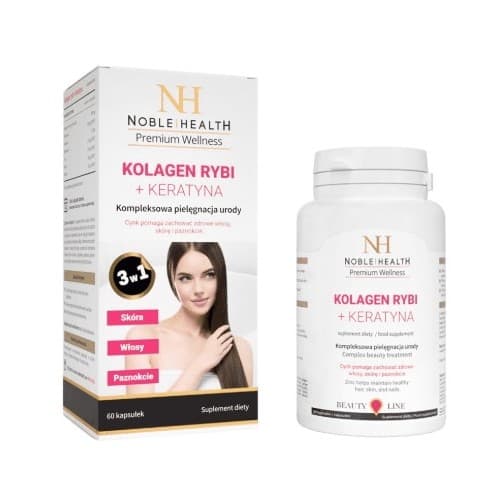 Noble Health Colágeno marino + keratina 60 cápsulas – Noble Health empaque