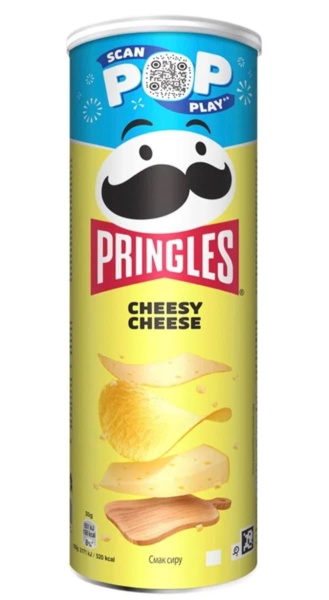 PRINGLES Cheesy Cheese cheese-flavoured crisps 165 g – Pringles packaging