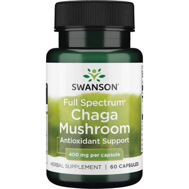 Swanson Full Spectrum Chaga Mushroom 400mg 60 kapsułek – Swanson packaging