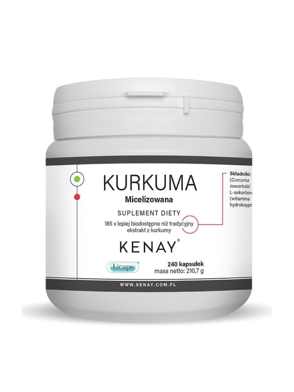 Kenay - Micellar Turmeric with Vitamins C and D - 240 Capsules – packaging