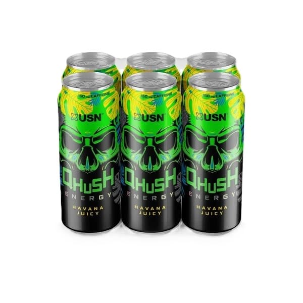 USN - Qhush Energy Drink, Havana Juicy - 6 x 500 ml. – USN förpackning