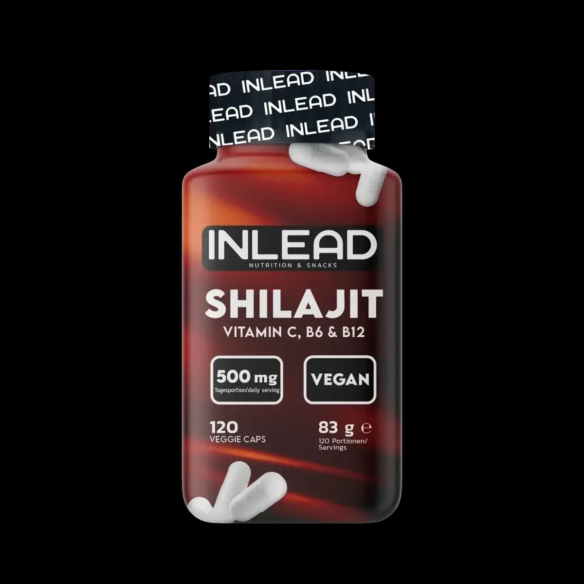 Inlead - Shilajit - Unflavoured, 120 Veg Capsules, 83 g – packaging