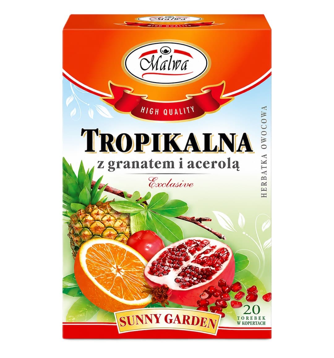 Malwa - Tropical Tea with Pomegranate and Acerola - 20 x 2g – Malwa packaging