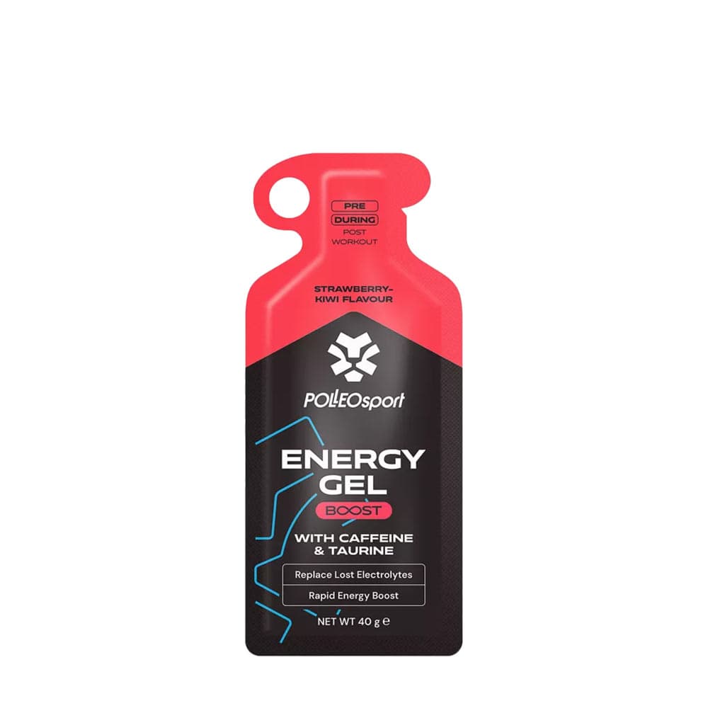 POLLEOsport - Gel med koffein og L-taurin - Jordbær og kiwi, 40 g – POLLEOsport emballage