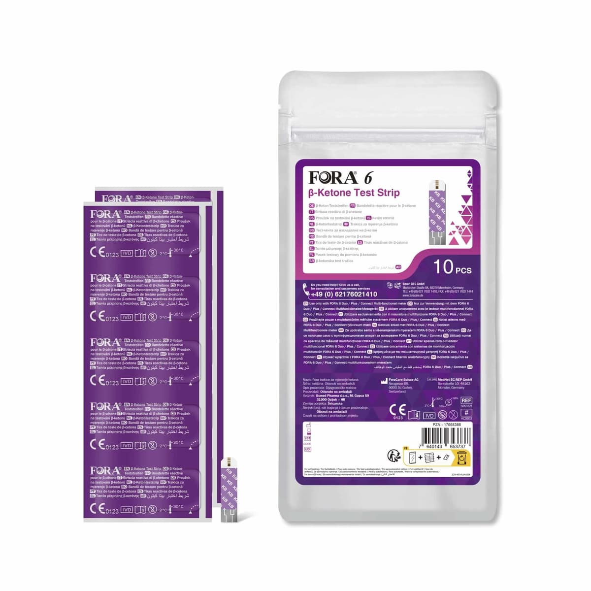 FORA - 6 tiras de teste de β-cetonas - 10 tiras
