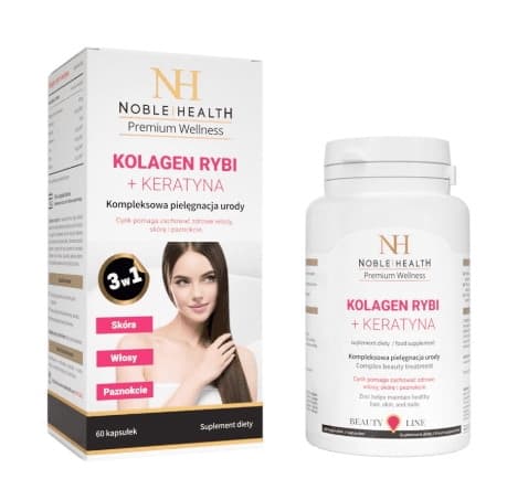 Noble Health Collagène marin + kératine 60 capsules – Noble Health packaging
