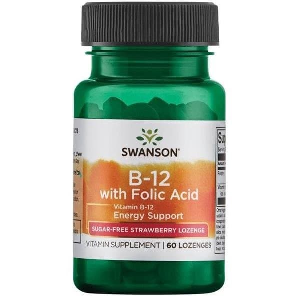 Swanson B12 z kwasem foliowym 500 mcg - 60 tabletek do ssania – Swanson packaging