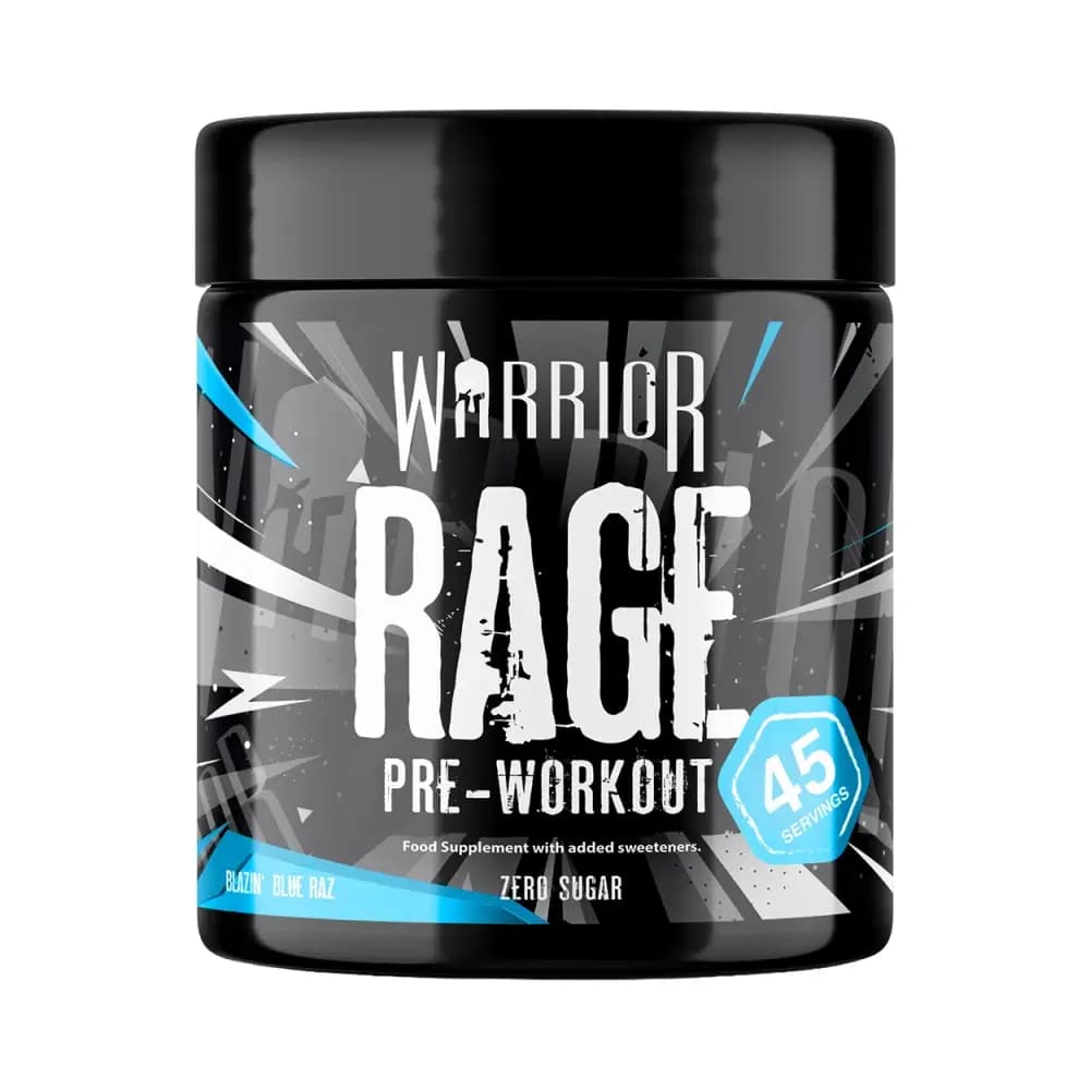 Warrior Rage Pre-Workout - Blazin' Blue Razz – Warrior förpackning
