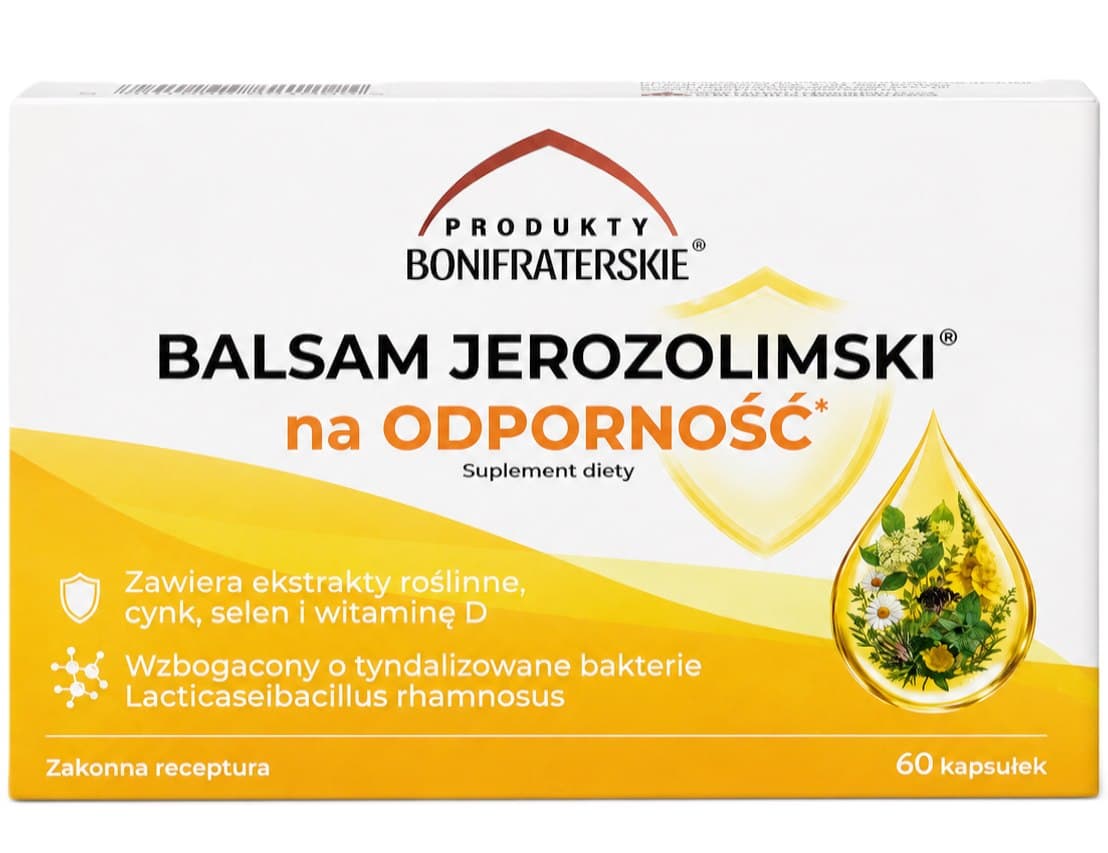 Productos Bonifraterskie - Balsam Jerozolimski para inmunidad 60 cápsulas – Produkty Bonifraterskie empaque