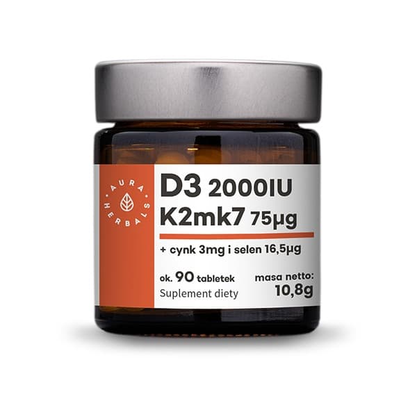 Aura Herbals - Vitamin D3 + K2 – Aura Herbals embalagem