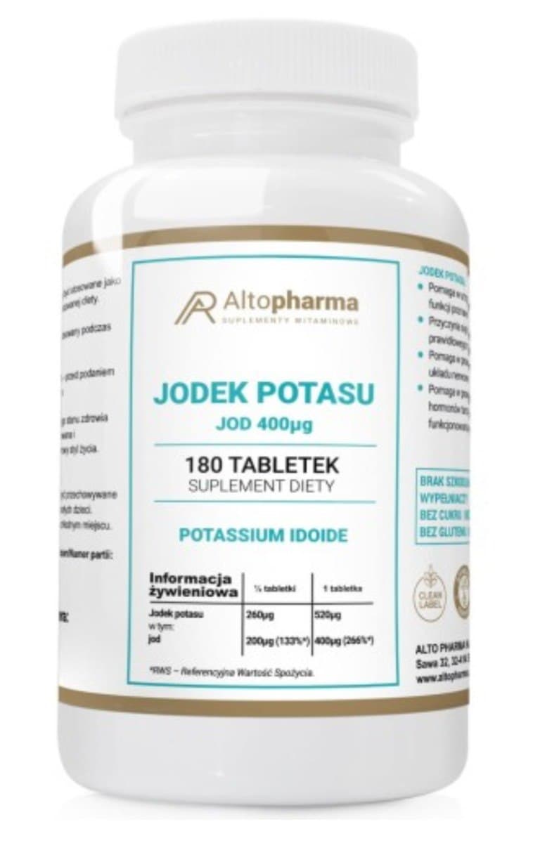 Altopharma Jodek Potasu 400 µg Vege 180 tabletas – Altopharma empaque